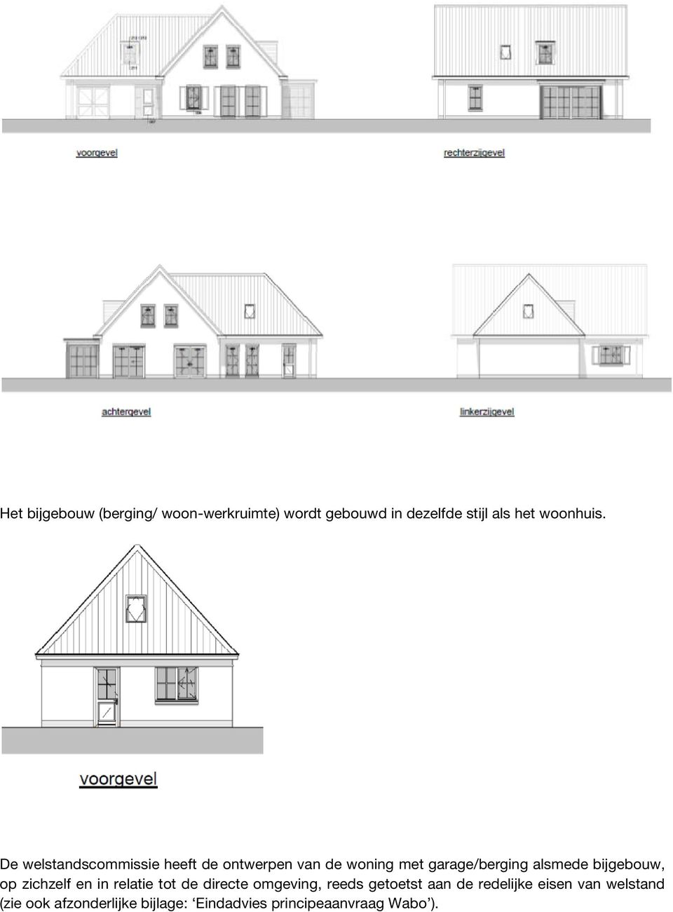 De welstandscommissie heeft de ontwerpen van de woning met garage/berging alsmede