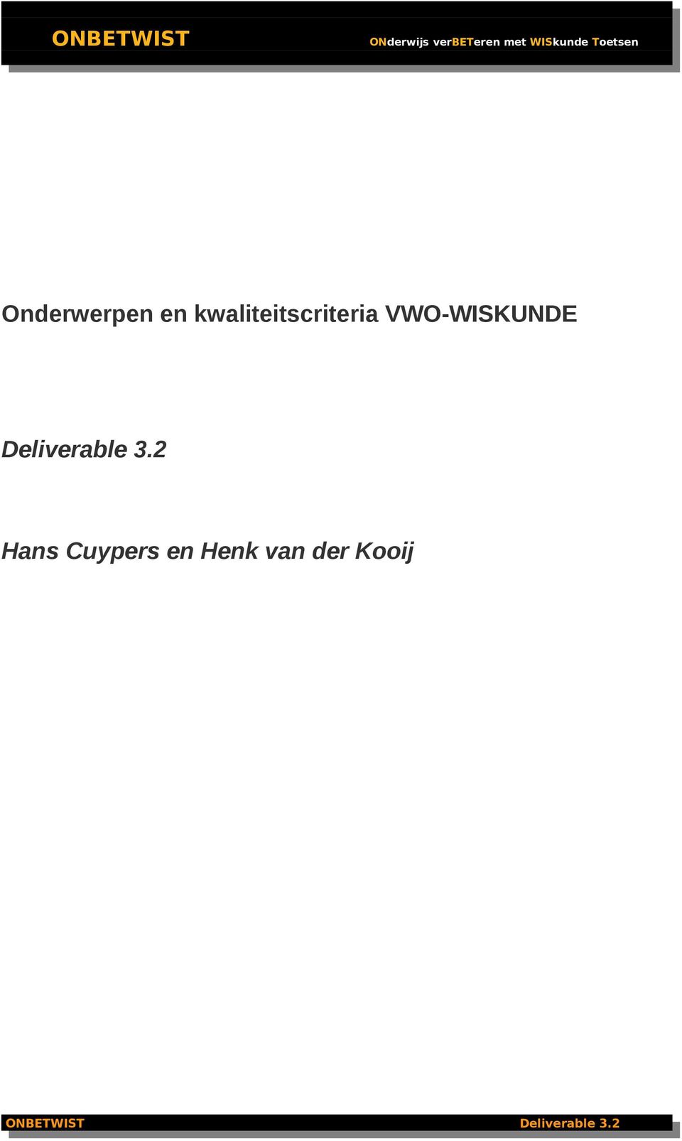 VWO-WISKUNDE Deliverable