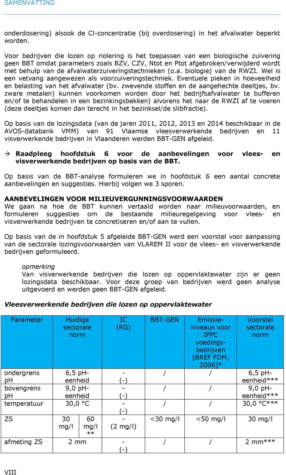 afvalwaterzuiveringstechnieken (o.a. biologie) van de RWZI. Wel is een vetvang aangewezen als voorzuiveringstechniek. Eventuele pieken in hoeveelheid en belasting van het afvalwater (bv.