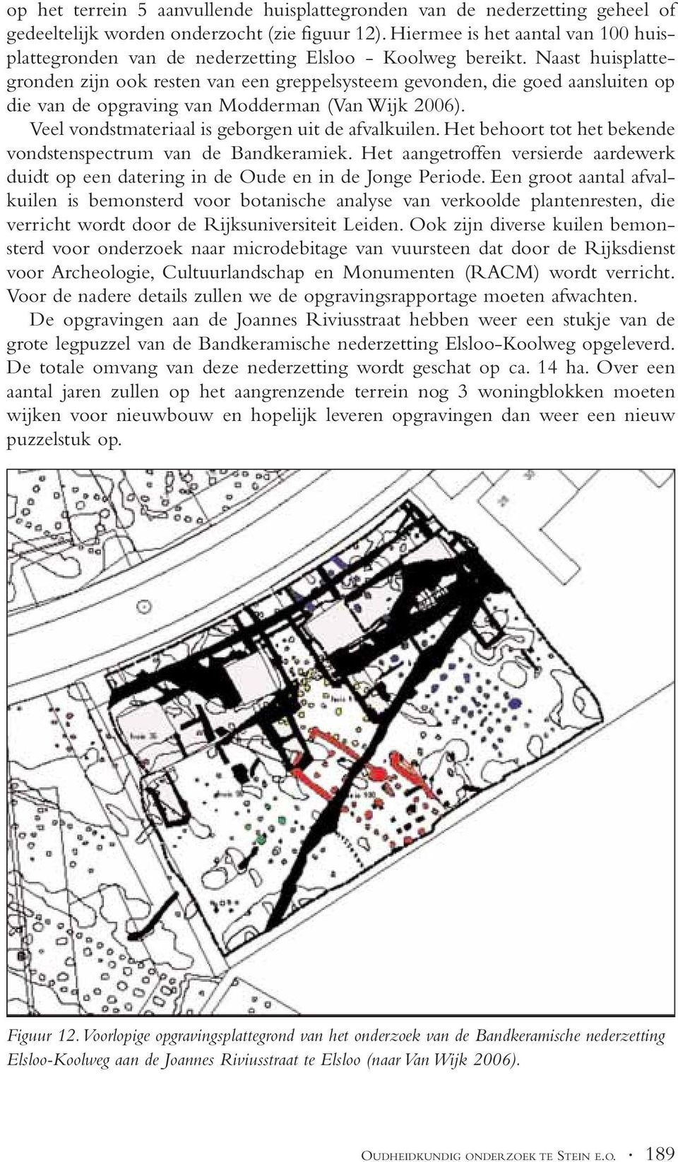 Naast huisplattegronden zijn ook resten van een greppelsysteem gevonden, die goed aansluiten op die van de opgraving van Modderman (Van Wijk 2006). Veel vondstmateriaal is geborgen uit de afvalkuilen.