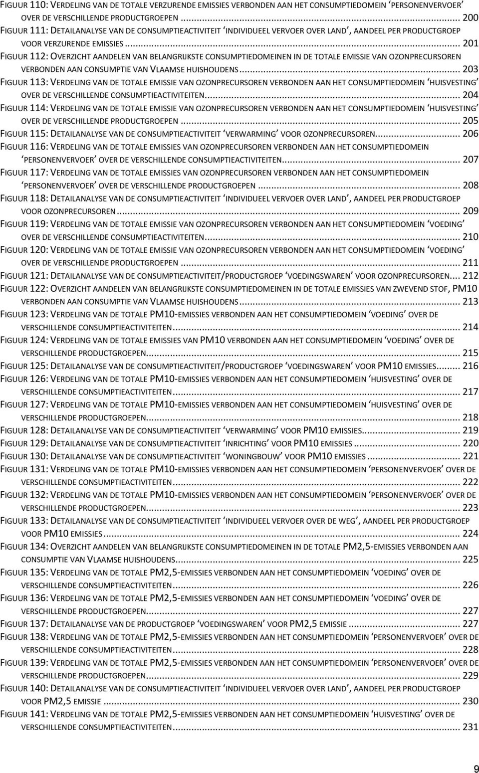 .. 201 FIGUUR 112: OVERZICHT AANDELEN VAN BELANGRIJKSTE CONSUMPTIEDOMEINEN IN DE TOTALE EMISSIE VAN OZONPRECURSOREN VERBONDEN AAN CONSUMPTIE VAN VLAAMSE HUISHOUDENS.