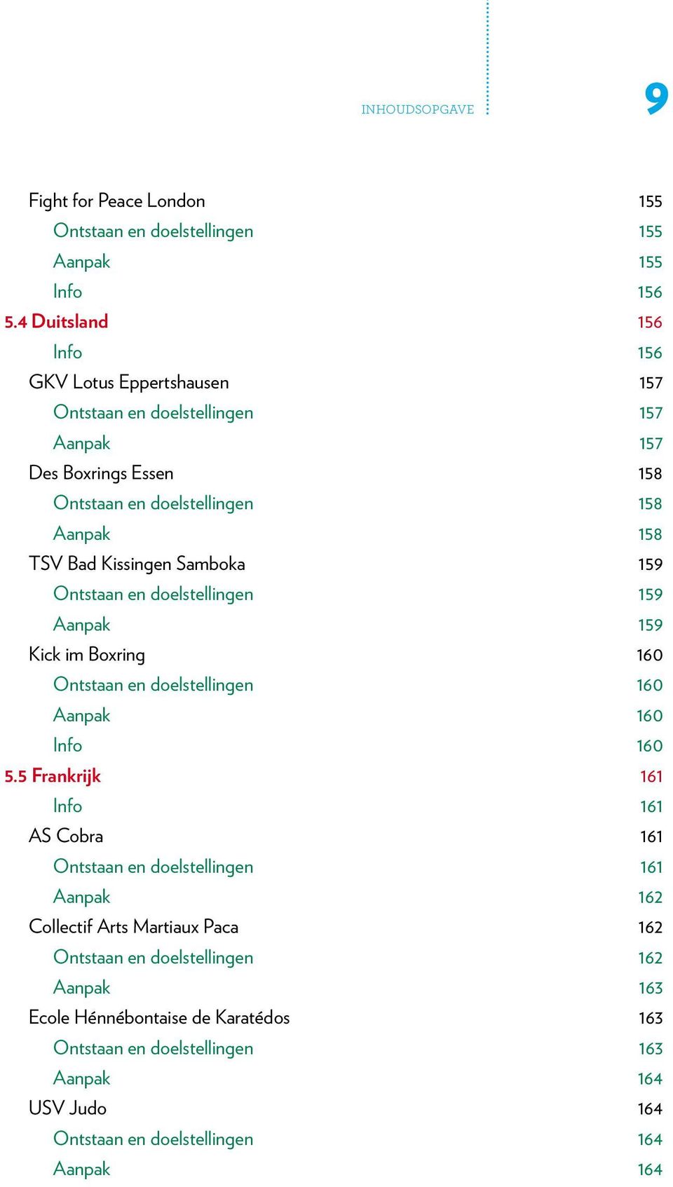 Kissingen Samboka 159 Ontstaan en doelstellingen 159 Aanpak 159 Kick im Boxring 160 Ontstaan en doelstellingen 160 Aanpak 160 Info 160 5.