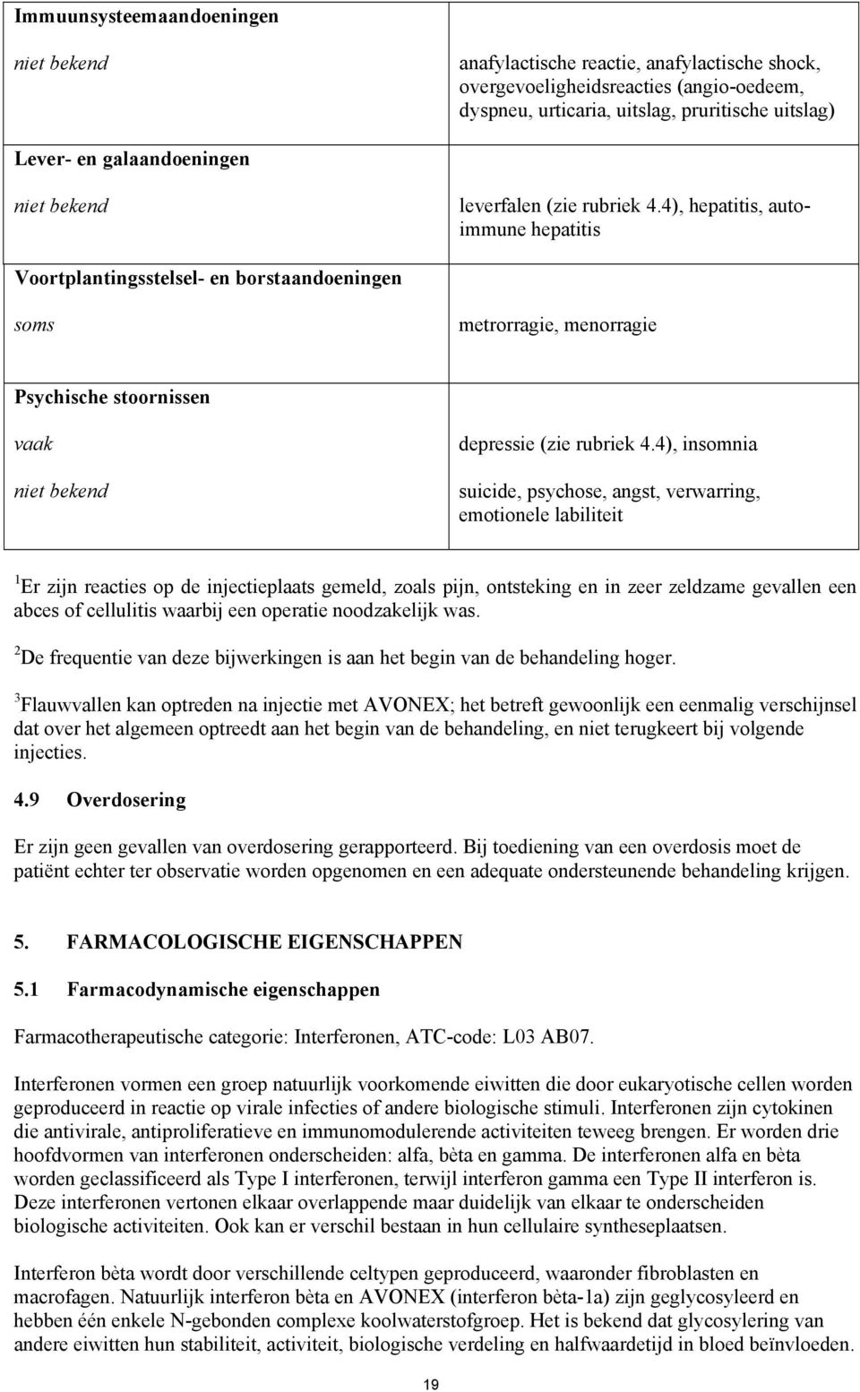 4), hepatitis, autoimmune hepatitis Voortplantingsstelsel- en borstaandoeningen soms metrorragie, menorragie Psychische stoornissen vaak niet bekend depressie (zie rubriek 4.