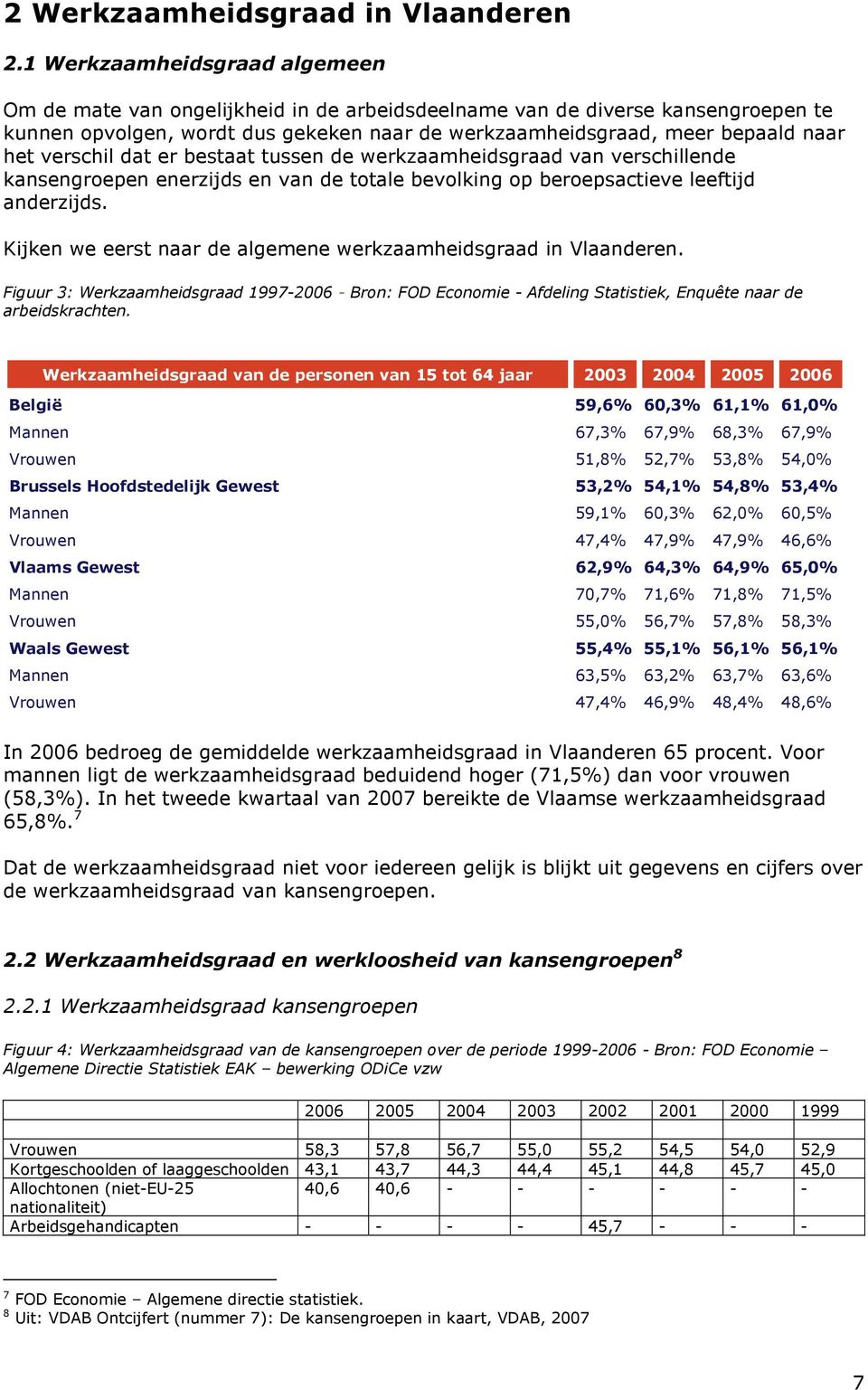 verschil dat er bestaat tussen de werkzaamheidsgraad van verschillende kansengroepen enerzijds en van de totale bevolking op beroepsactieve leeftijd anderzijds.