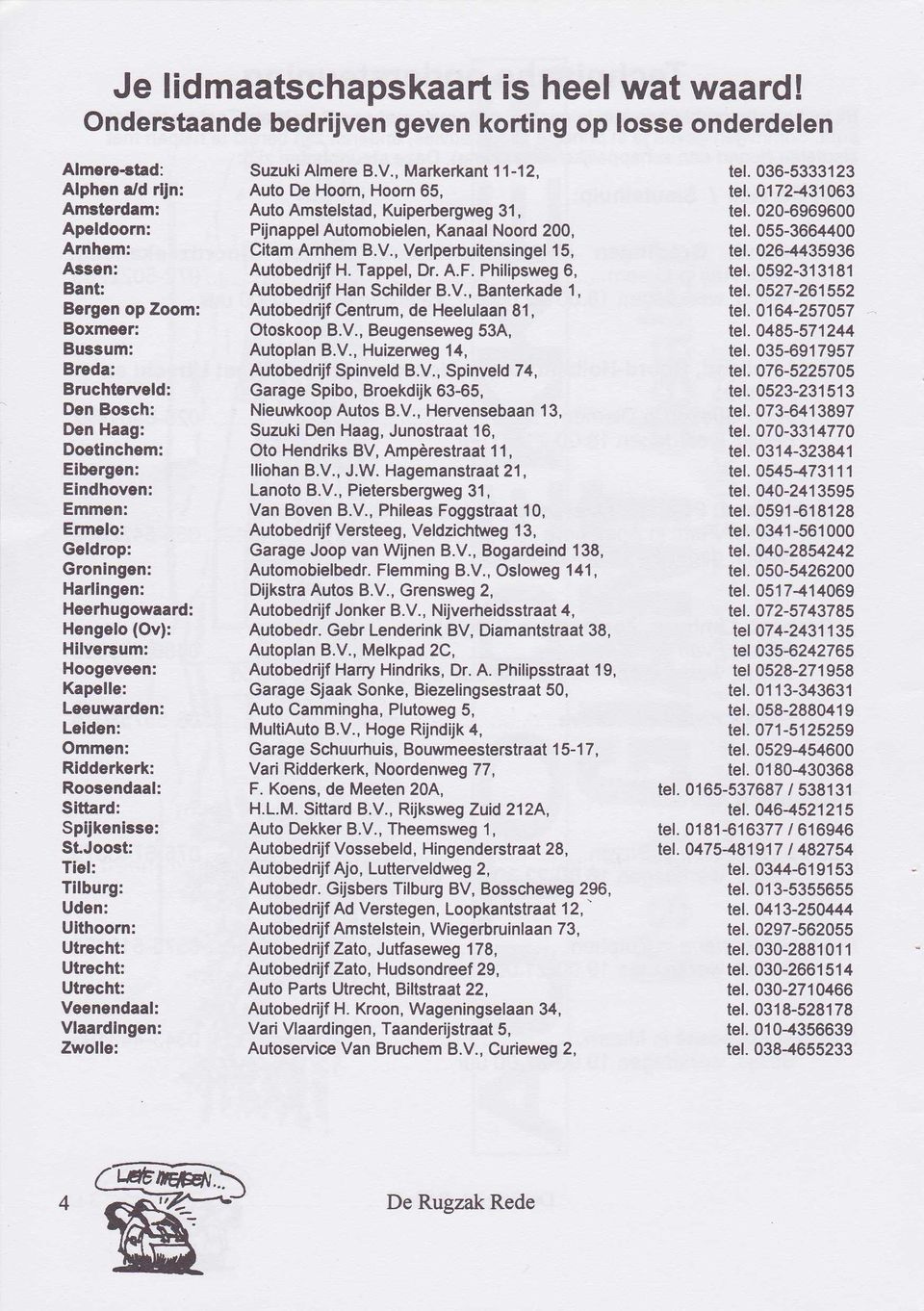 Groningen: Harlingen: Heerhugowaard: Hengelo (Ov): HilveÉum: Hoogeveen: Kapelle: Leeuwarden: Lolden: Ommen: Ridderkerk: Roosendaal: Sittard: Spljkenlsse: StJoost: Tlel: Tllburg: Uden: Ulthoorn: