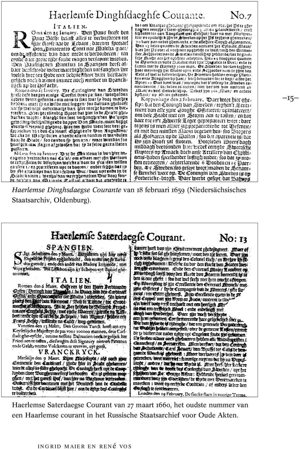 Haerlemse Saterdaegse Courant van 27 maart 1660, het oudste nummer