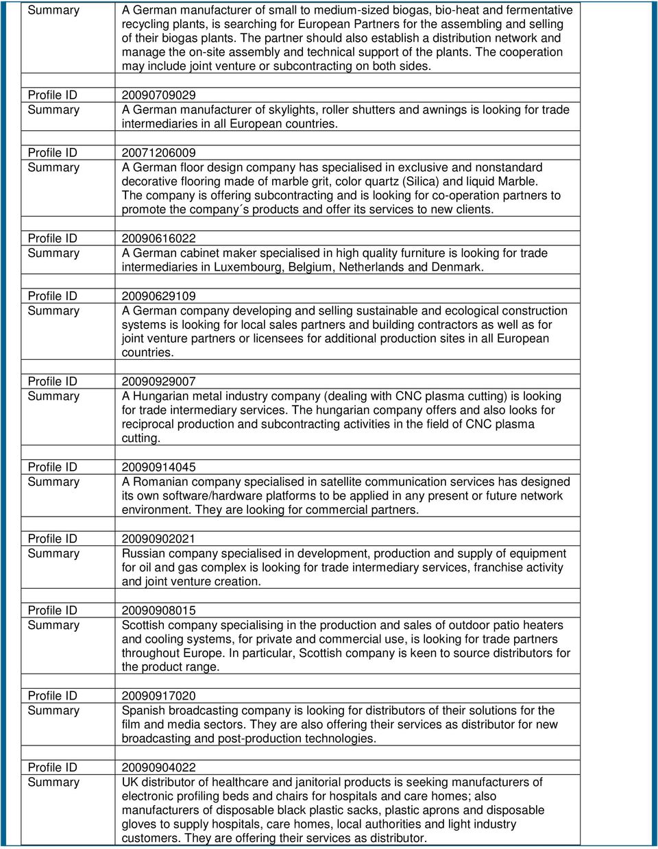 Profile ID 20090709029 Summary A German manufacturer of skylights, roller shutters and awnings is looking for trade intermediaries in all European countries.