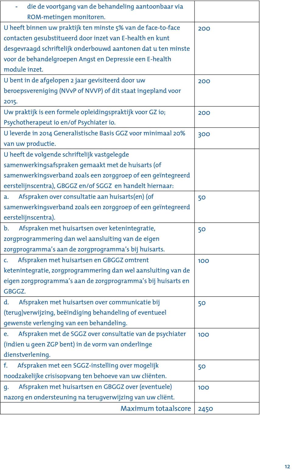 behandelgroepen Angst en Depressie een E-health module inzet. U bent in de afgelopen 2 jaar gevisiteerd door uw 200 beroepsvereniging (NVvP of NVVP) of dit staat ingepland voor 2015.