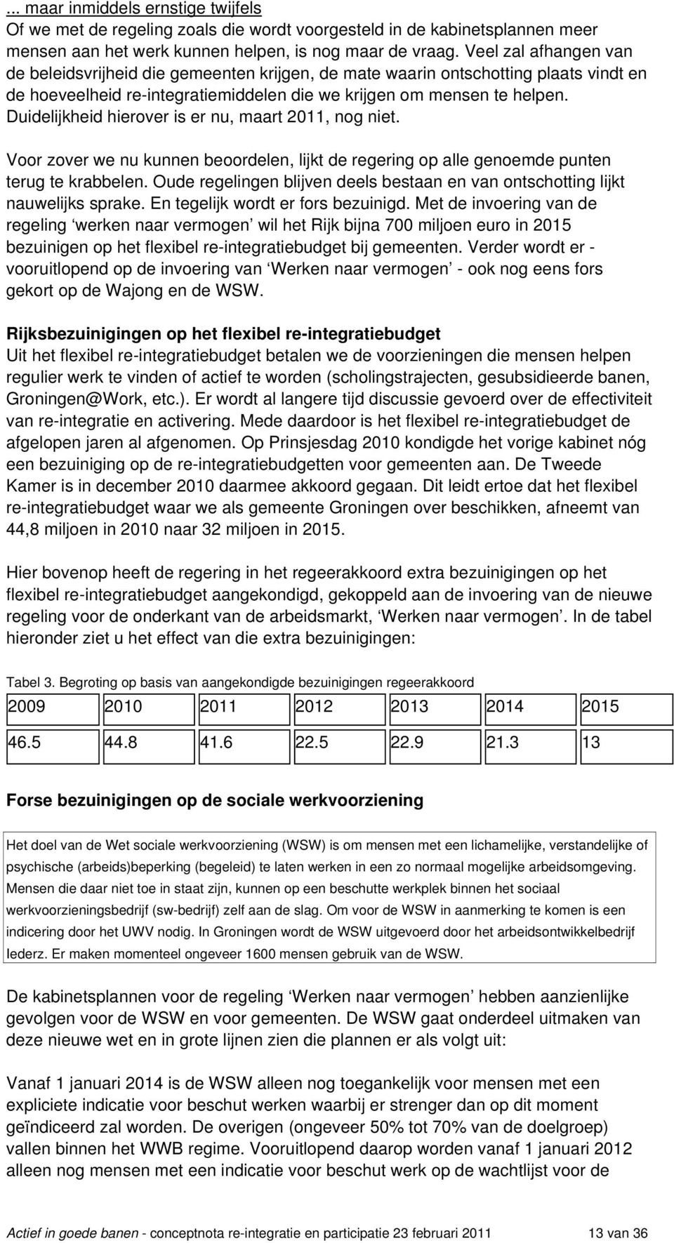 Duidelijkheid hierover is er nu, maart 2011, nog niet. Voor zover we nu kunnen beoordelen, lijkt de regering op alle genoemde punten terug te krabbelen.