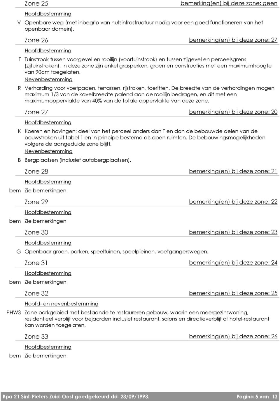 In deze zone zijn enkel grasperken, groen en constructies met een maximumhoogte van 90cm toegelaten. R Verharding voor voetpaden, terrassen, rijstroken, toeritten.