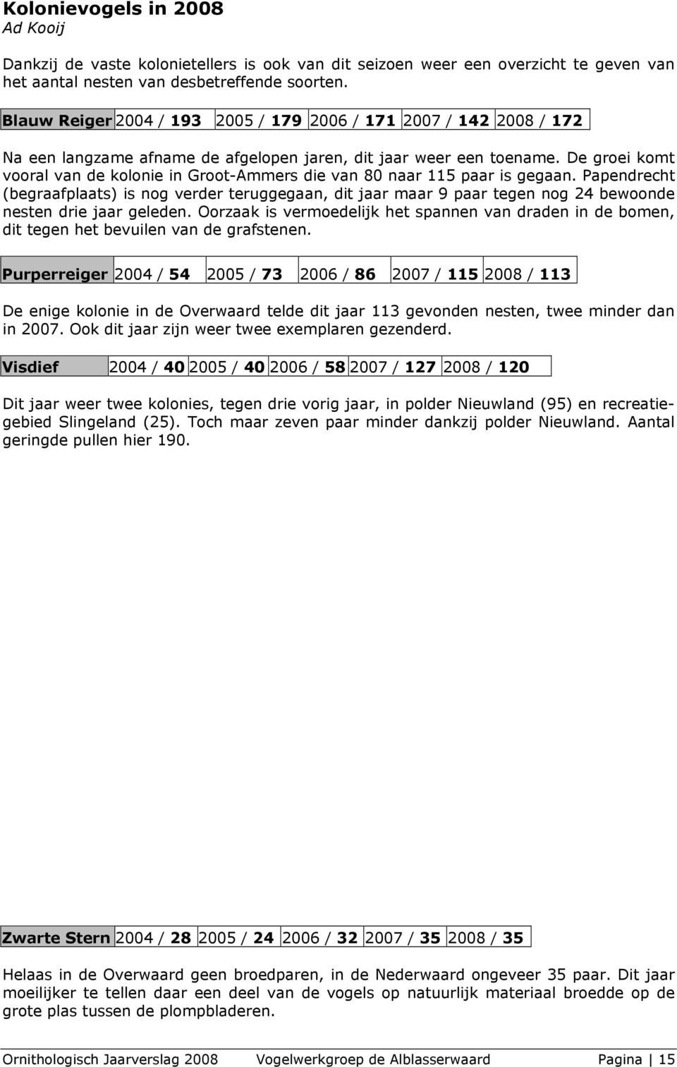 De groei komt vooral van de kolonie in Groot-Ammers die van 80 naar 115 paar is gegaan.