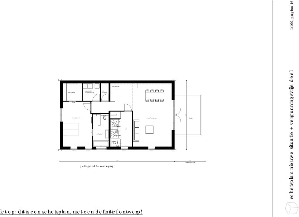 dakraam dakraam plattegrond 1e verdieping balkon 4000 vergunningsvrij schetsplan