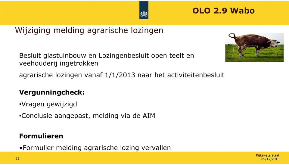 open teelt en veehouderij ingetrokken agrarische lozingen vanaf 1/1/2013 naar het