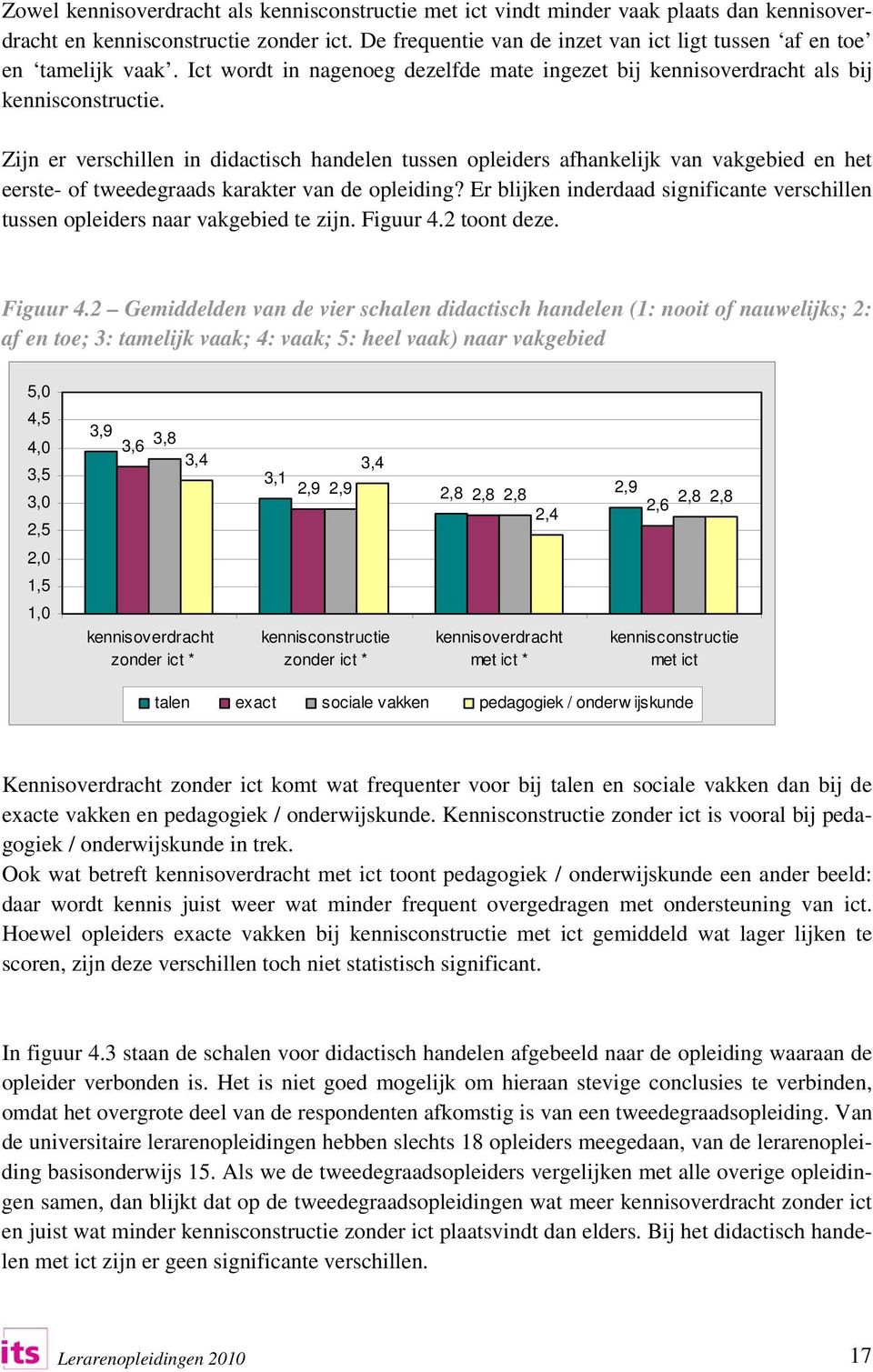 Zijn er verschillen in didactisch handelen tussen opleiders afhankelijk van vakgebied en het eerste- of tweedegraads karakter van de opleiding?