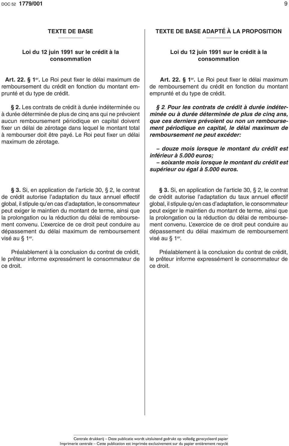 Les contrats de crédit à durée indéterminée ou à durée déterminée de plus de cinq ans qui ne prévoient aucun remboursement périodique en capital doivent fi xer un délai de zérotage dans lequel le