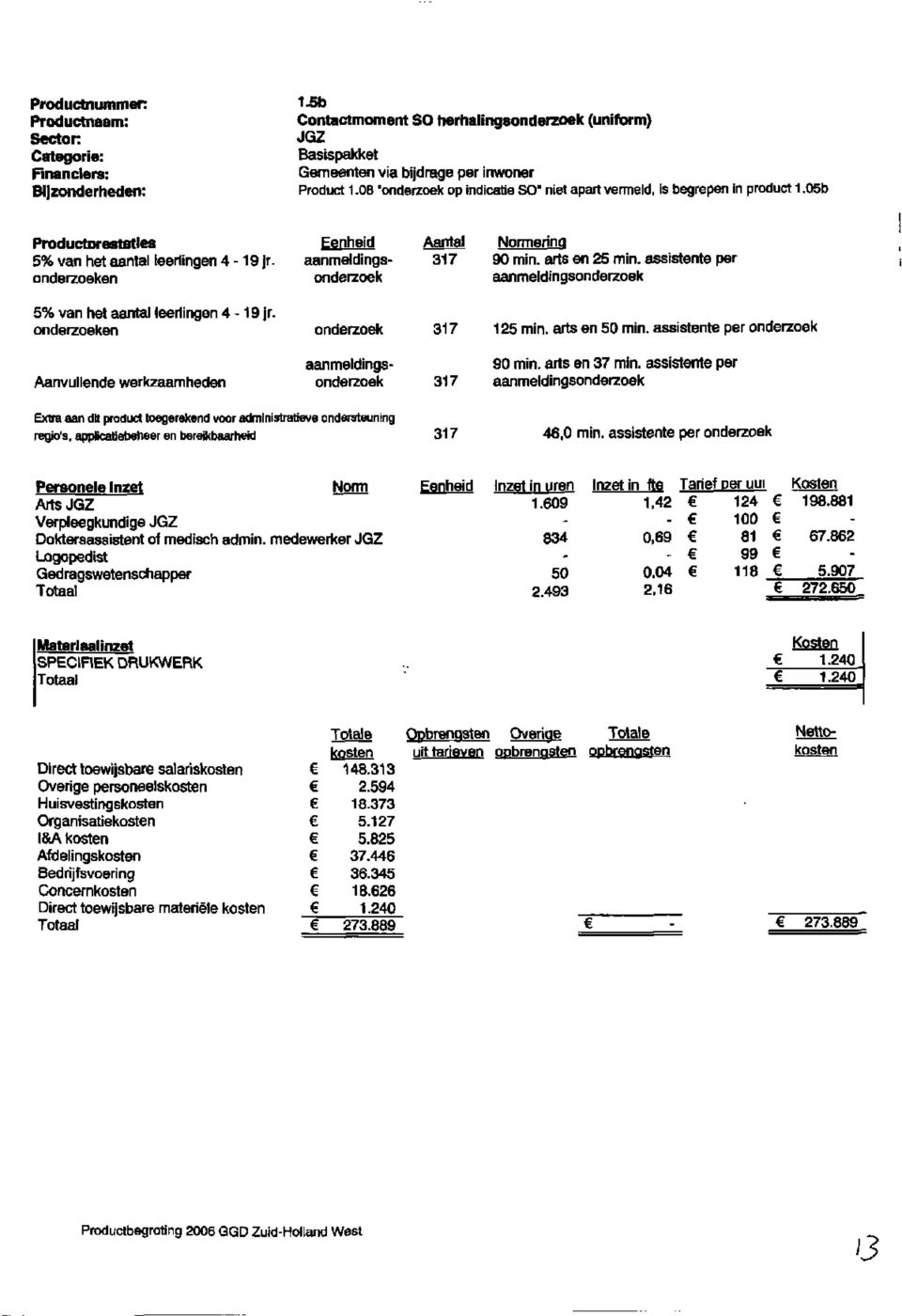 arts en 25 min. assistente per aanmeldingsonderzoek 317 125 min. arts en 50 min. assistente per onderzoek Aanvullende werkzaamheden aanmeldingsonderzoek 317 90 min. arts en 37 min.