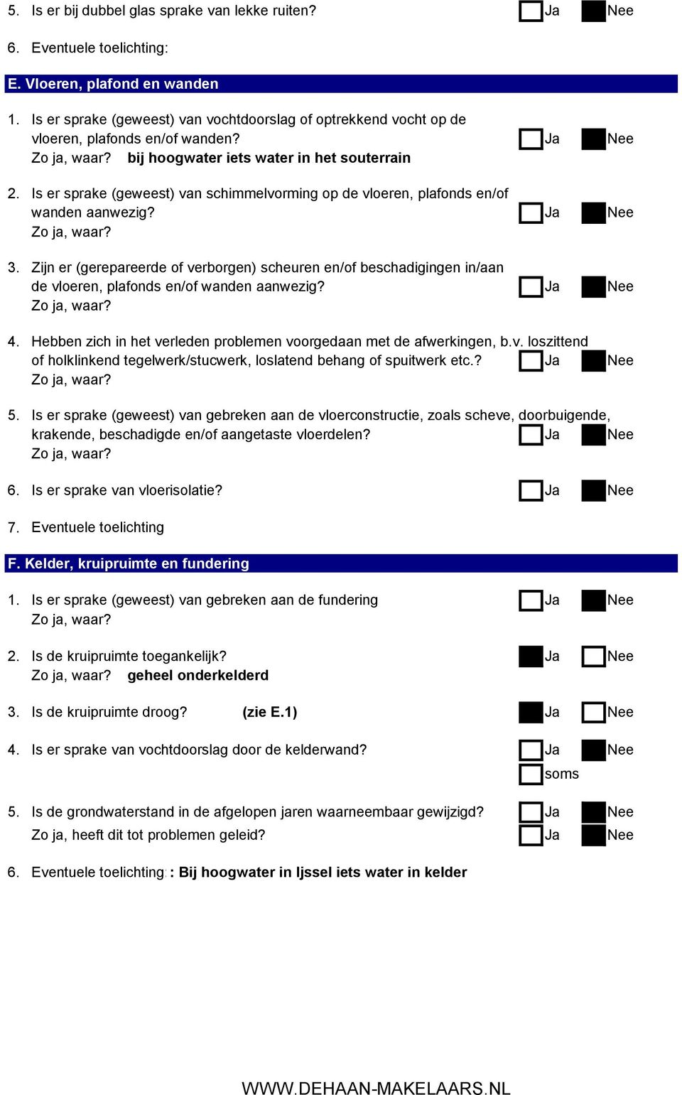 Is er sprake (geweest) van schimmelvorming op de vloeren, plafonds en/of wanden aanwezig? Ja Nee Zo ja, waar? 3.