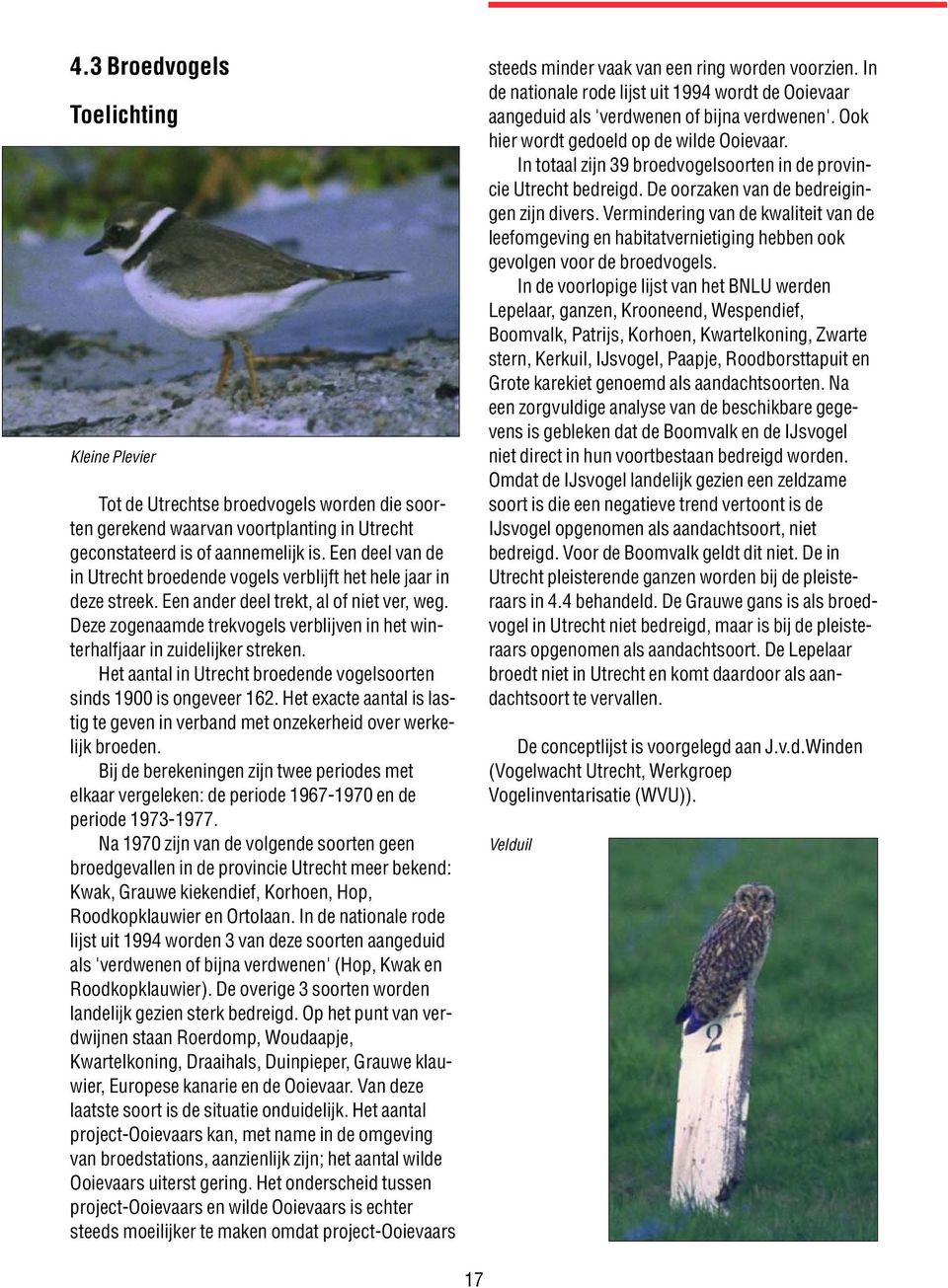 Deze zogenaamde trekvogels verblijven in het winterhalfjaar in zuidelijker streken. Het aantal in Utrecht broedende vogelsoorten sinds 1900 is ongeveer 162.