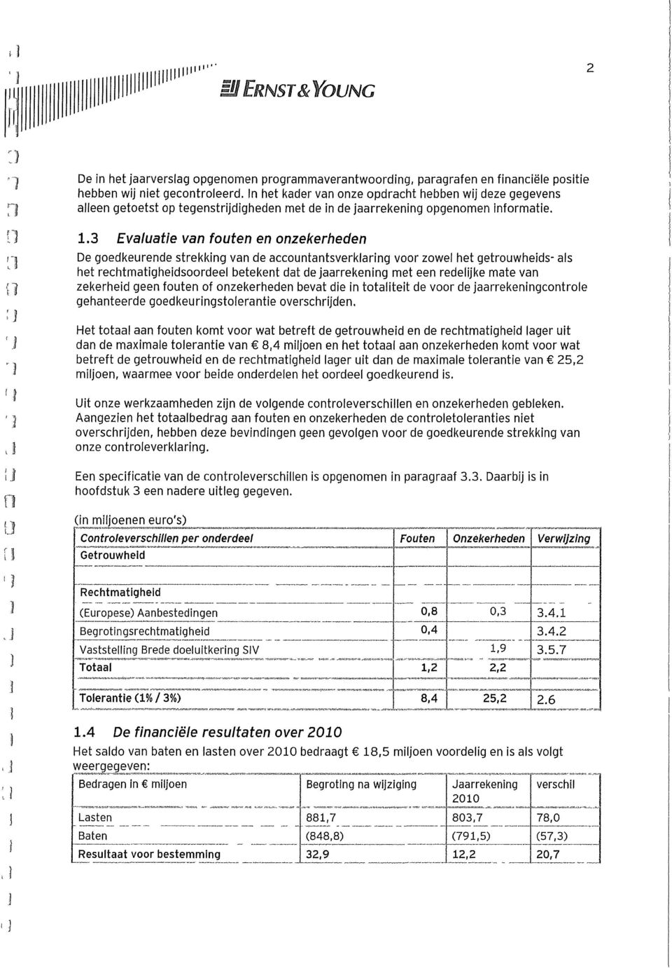 3 Evaluatie va foute e ozekerhede De goedkeurede strekkig va de accoutatsverklarig voor zowel het getrouwheids- als het rechtmatigheidsoordeel beteket dat de jaarrekeig met ee redelijke mate va