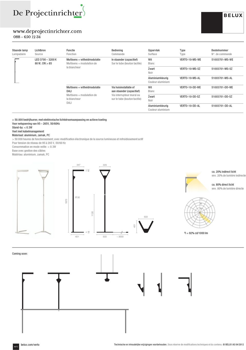 51003701-MS-WE Zwart Noir VERTO-10-MS-SZ 51003701-MS-SZ Aluminiumkleurig Couleur aluminium VERTO-10-MS-AL 51003701-MS-AL Wit Blanc VERTO-10-DD-WE 51003701-DD-WE Zwart Noir VERTO-10-DD-SZ