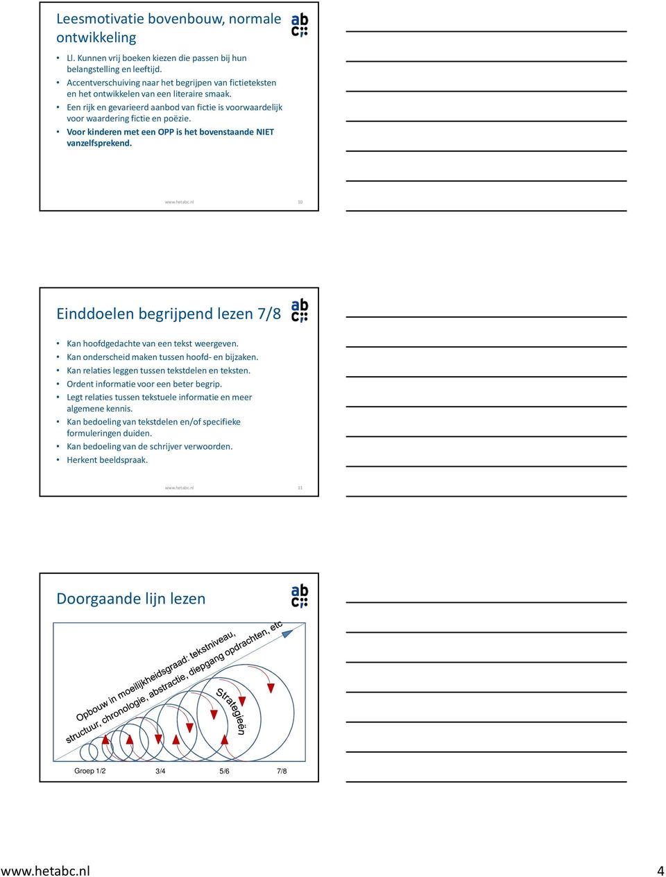 Voor kinderen met een OPP is het bovenstaande NIET vanzelfsprekend. 10 Einddoelen begrijpend lezen 7/8 Kan hoofdgedachte van een tekst weergeven. Kan onderscheid maken tussen hoofd-en bijzaken.