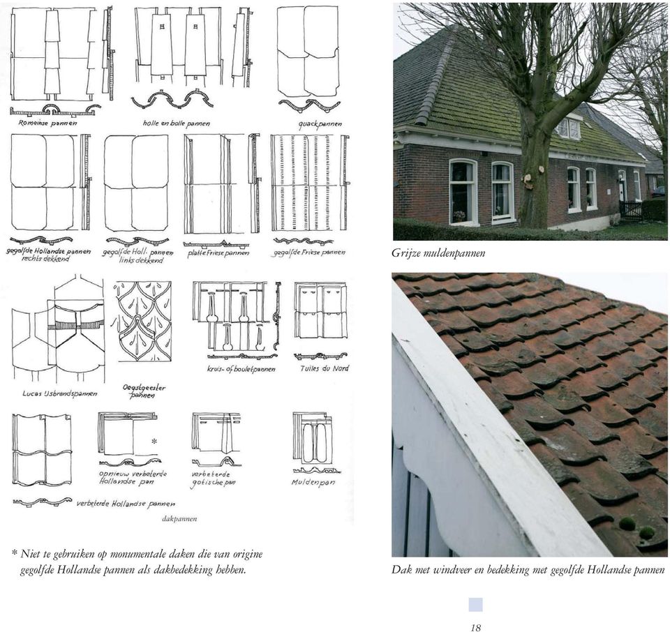 Hollandse pannen als dakbedekking hebben.