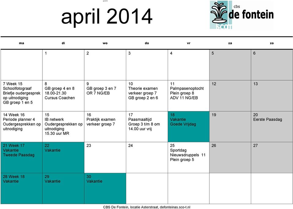 Periode planner 4 Oudergesprekken op uitnodiging 5 Oudergesprekken op uitnodiging 5.