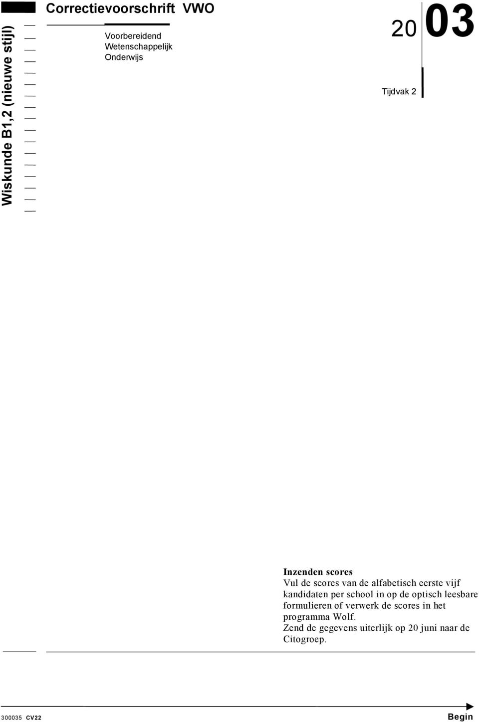 kandidaten per school in op de optisch leesbare formulieren of verwerk de scores in