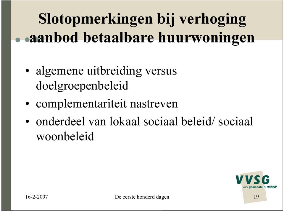 doelgroepenbeleid complementariteit nastreven onderdeel