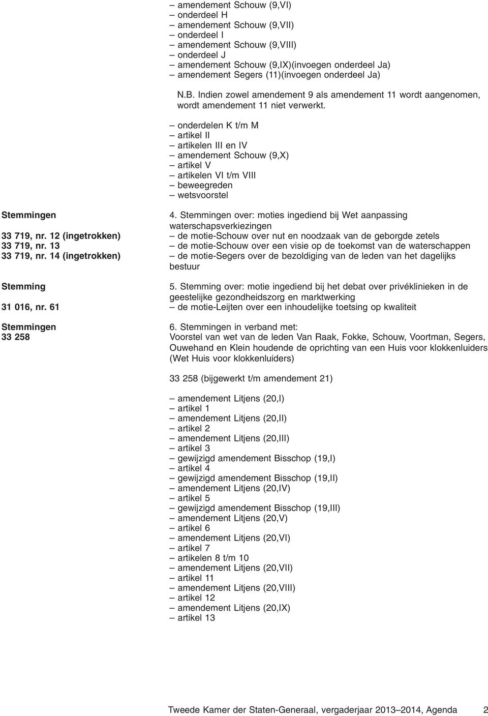 onderdelen K t/m M artikel II artikelen III en IV amendement Schouw (9,X) artikel V artikelen VI t/m VIII beweegreden wetsvoorstel 4.