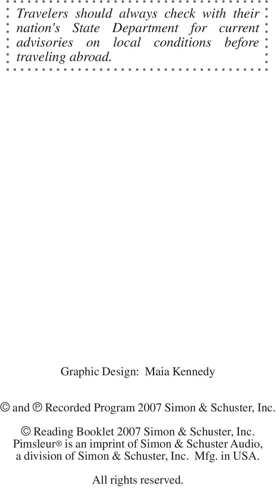 Graphic Design: Maia Kennedy and Recorded Program 2007 Simon & Schuster, Inc.