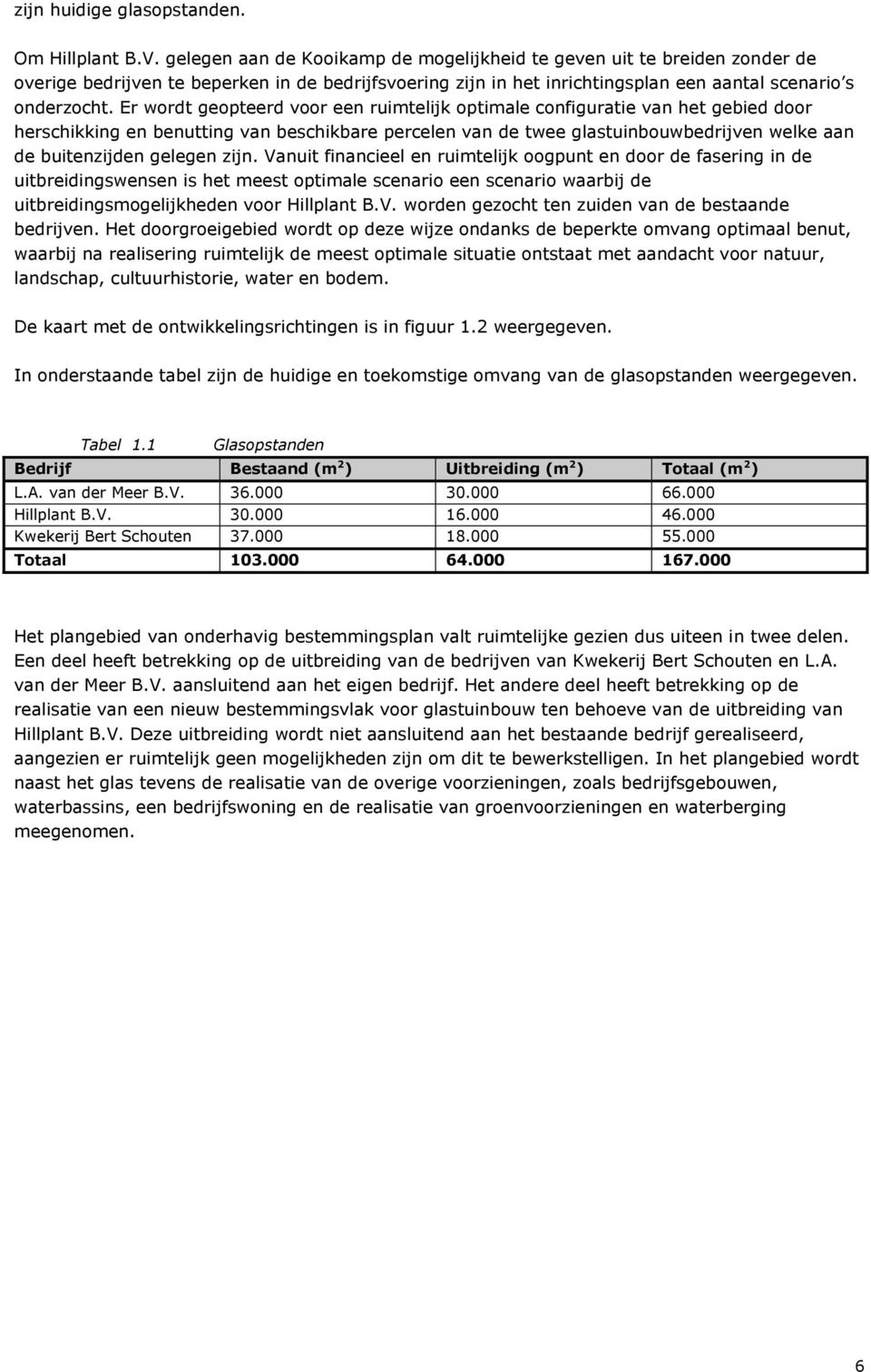 Er wordt geopteerd voor een ruimtelijk optimale configuratie van het gebied door herschikking en benutting van beschikbare percelen van de twee glastuinbouwbedrijven welke aan de buitenzijden gelegen