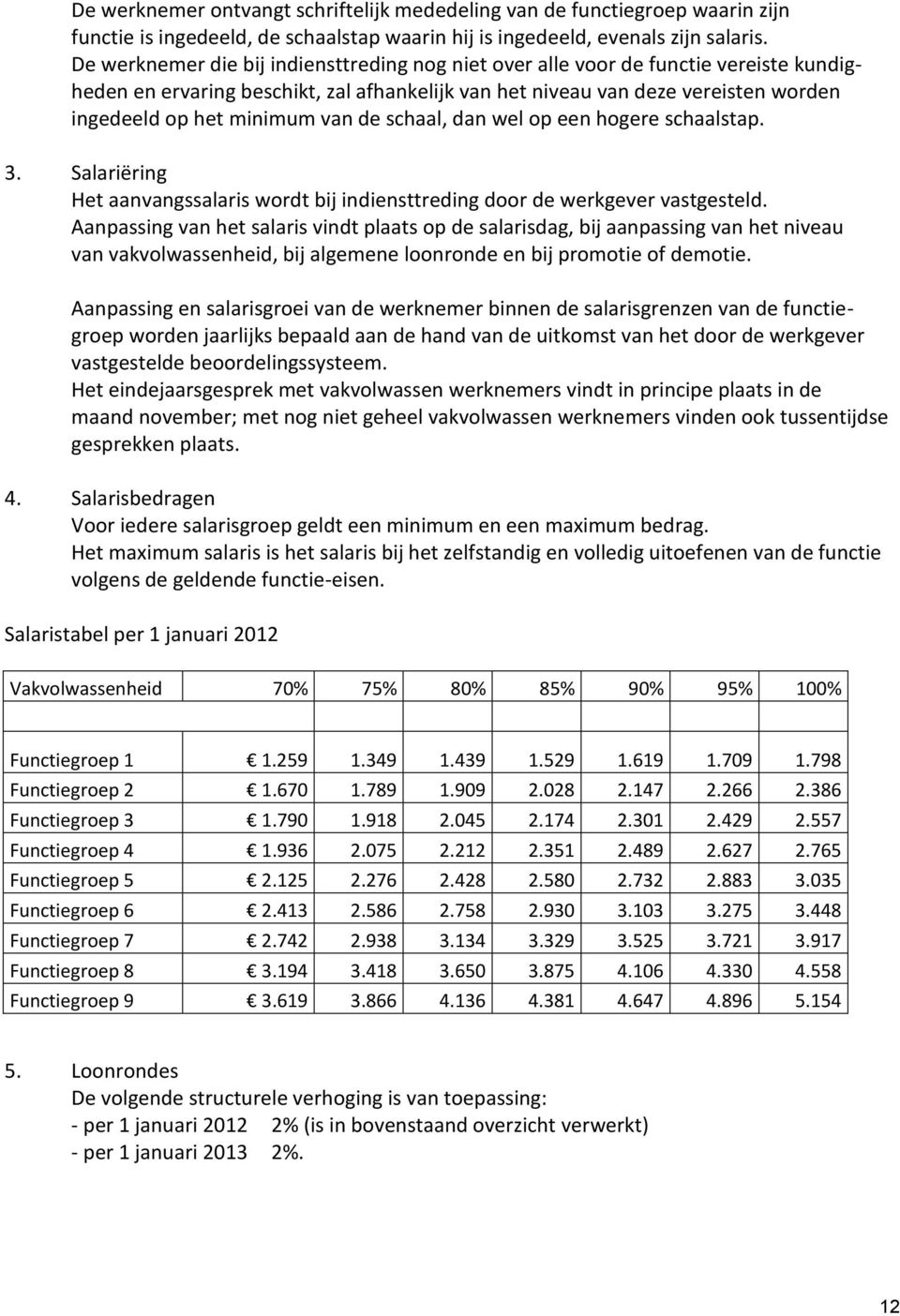 van de schaal, dan wel op een hogere schaalstap. 3. Salariëring Het aanvangssalaris wordt bij indiensttreding door de werkgever vastgesteld.