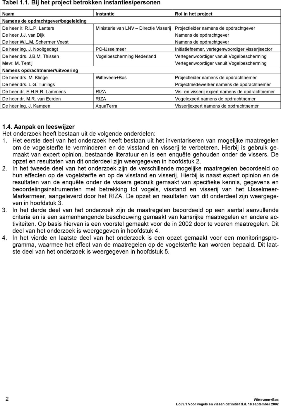 Nooitgedagt PO-IJsselmeer Initiatiefnemer, vertegenwoordiger visserijsector De heer drs. J.B.M. Thissen Me