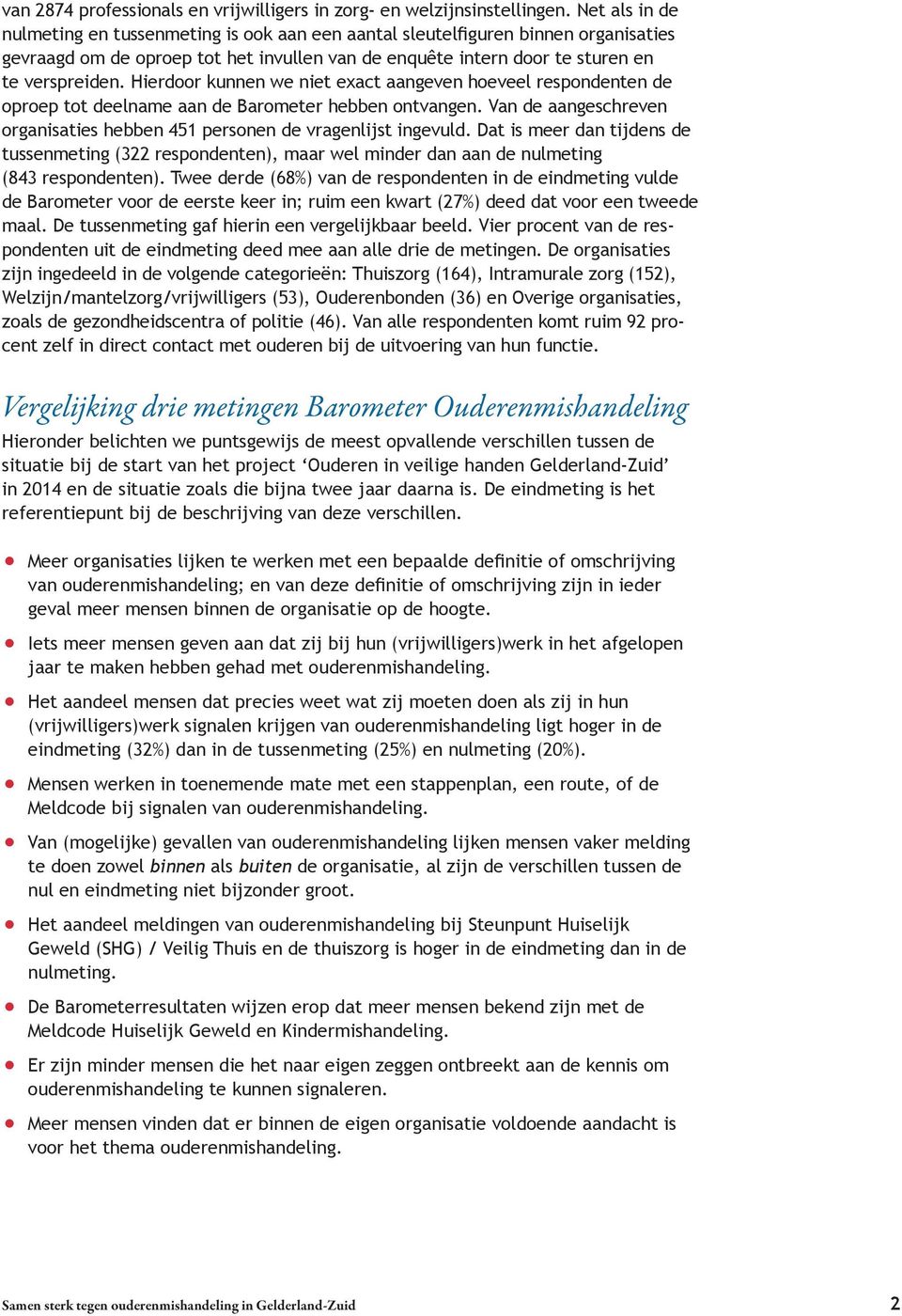 Hierdoor kunnen we niet exact aangeven hoeveel respondenten de oproep tot deelname aan de Barometer hebben ontvangen. Van de aangeschreven organisaties hebben 451 personen de vragenlijst ingevuld.