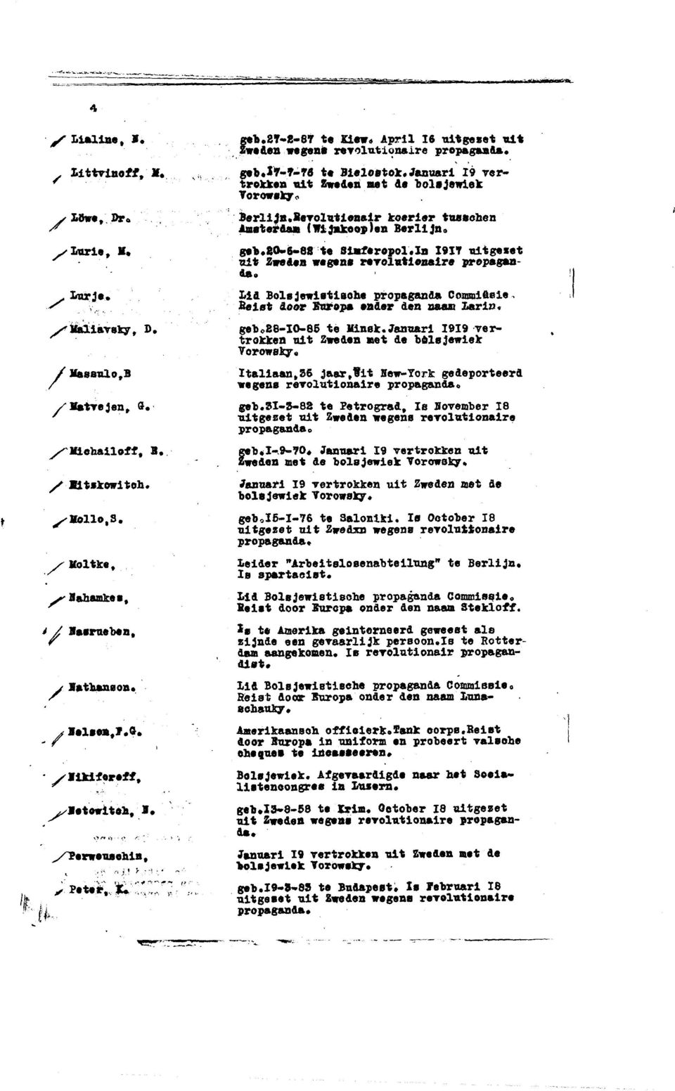 1 ~ Janwl ~ 7 0 ~ 9 vsrtrahgen alt. weden met be bolajewiek Voraneky. Januari 9 vertrokken uit Zwsden met &e bole jewiek Vorowalgr geb,s--76 te Saloniki.