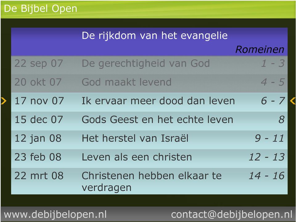 leven Het herstel van Israël Leven als een christen Christenen hebben elkaar te