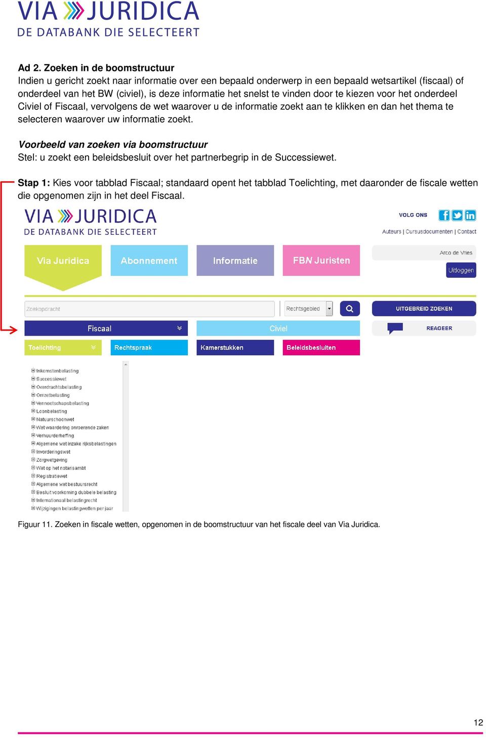 informatie zoekt. Voorbeeld van zoeken via boomstructuur Stel: u zoekt een beleidsbesluit over het partnerbegrip in de Successiewet.