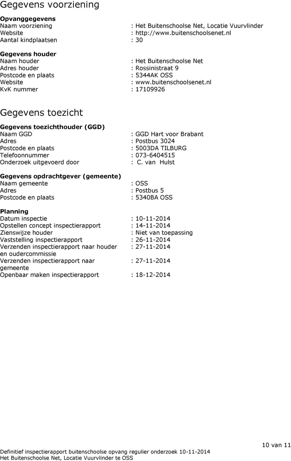 nl KvK nummer : 17109926 Gegevens toezicht Gegevens toezichthouder (GGD) Naam GGD : GGD Hart voor Brabant Adres : Postbus 3024 Postcode en plaats : 5003DA TILBURG Telefoonnummer : 073-6404515