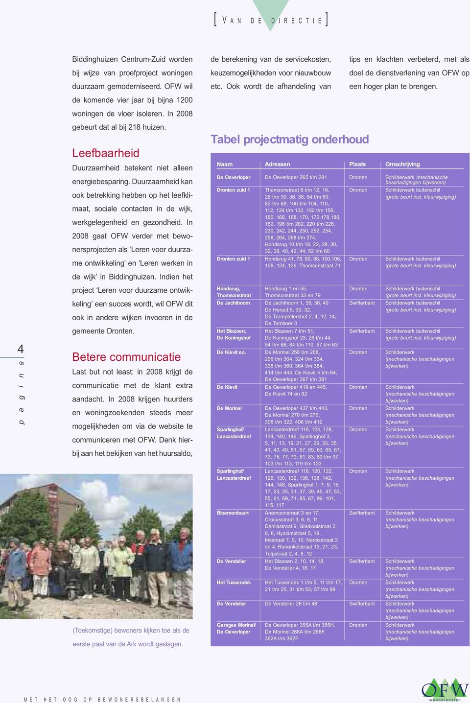 Duurzaamheid kan ook betrekking hebben op het leefklimaat, sociale contacten in de wijk, werkgelegenheid en gezondheid.