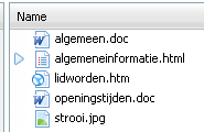 6) OPBOUW VAN EEN PAGINA INDEXBESTAND (1/4) Het indexbestand van een map (pijltje ervoor) Inhoud indexbestand opent bovenaan de pagina Overige bestanden/mappen: opsomming onder indexbestand Twee