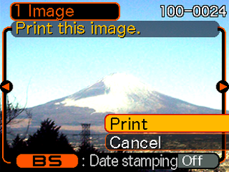 AFDRUKKEN VAN BEELDEN 6. Specificeer de gewenste afdrukmogelijkheid m.b.v. [ ], [ ]. Om een enkel beeld af te drukken: Selecteer 1 Image (1 beeld) en druk daarna op [SET].
