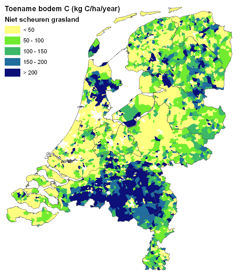 Berekening potentiele C vastlegging Maatregelen: Niet-kerende grondbewerking Geen grondbewerking Vanggewas Verbeterde