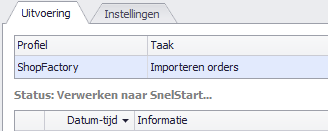 Overzicht taken Op de tab Uitvoering wordt een overzicht getoond van alle taken. Hebt u meerdere profielen in uw licentie, dan worden hier de taken overzichtelijk per profiel weergegeven.