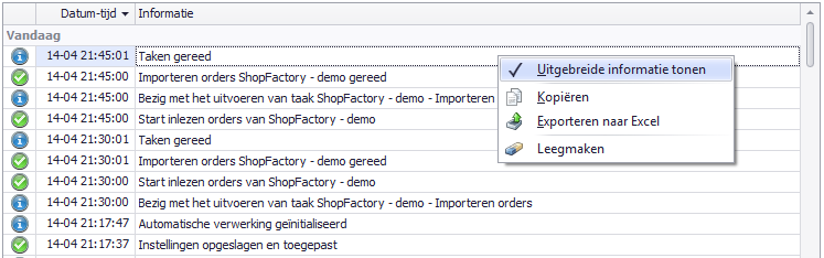 De informatie uit deze tabel kunt u (gedeeltelijk) selecteren en kopiëren om bijv. in een e-mailbericht te plakken. Ook kunt u de volledige inhoud van deze tabel exporteren naar Excel.