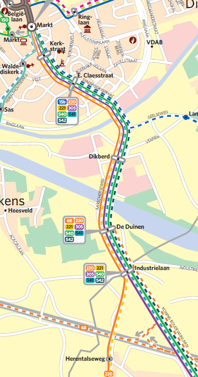 Ochtendspits Daluren Avondspits Viadukt Veldhoven 29,8 35,2 27,2 Meidoornlaan 32,8 36,3 29,4 Sas 22,5 25,7 18,7 Sint-Waldetrudiskerk 16,7 19,9 18,1 Markt - Grote Markt 14,9 16,4 16,2 De andere