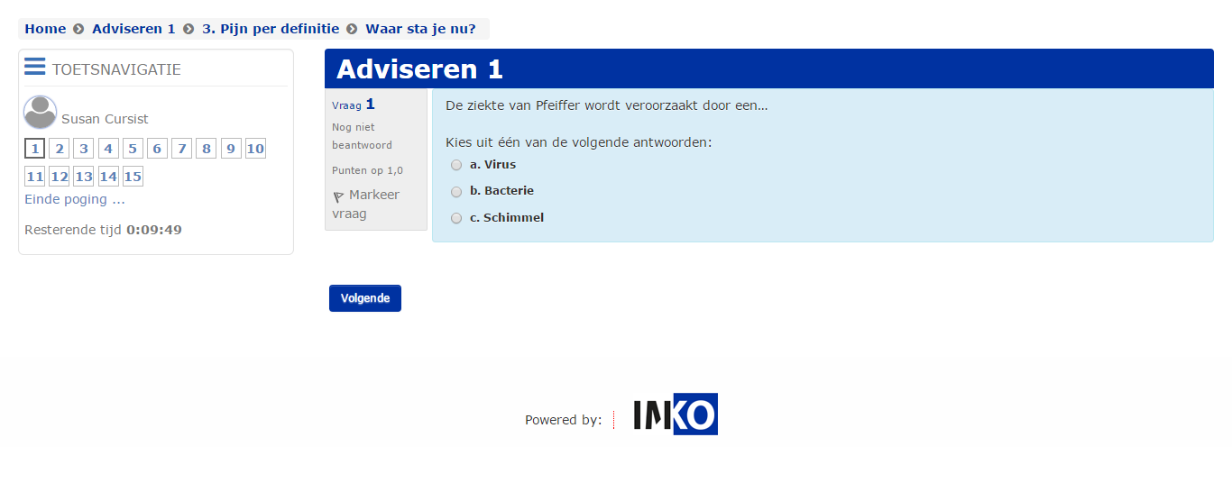 2.2 Waar sta je nu? In dit onderdeel test je wat je al weet van het onderwerp. Je krijgt een aantal meerkeuze vragen waaruit jij het goede antwoord moet aanklikken. Let op!