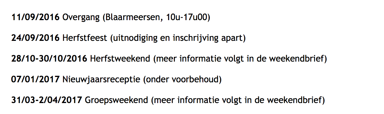 belangrijke data s Kampen vallen allemaal binnen de eerste twee weken van juli, exacte data volgen zo snel