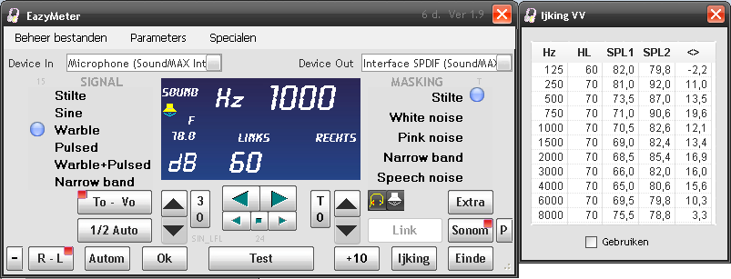 Mogelijkheid tot gebruik van verschillende geluidskaarten: Eazymeter werkt op basis van 4 stereo generatoren die men kan naar eender welke uitgang kan koppelen en dit kan