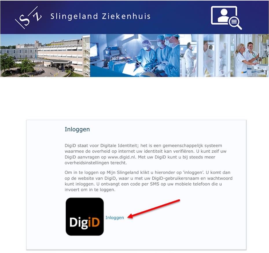 2. Inloggen en uitloggen 2.1 Inloggen Stap 1: Ga naar https://mijn.slingeland.nl. Klik vervolgens op inloggen.